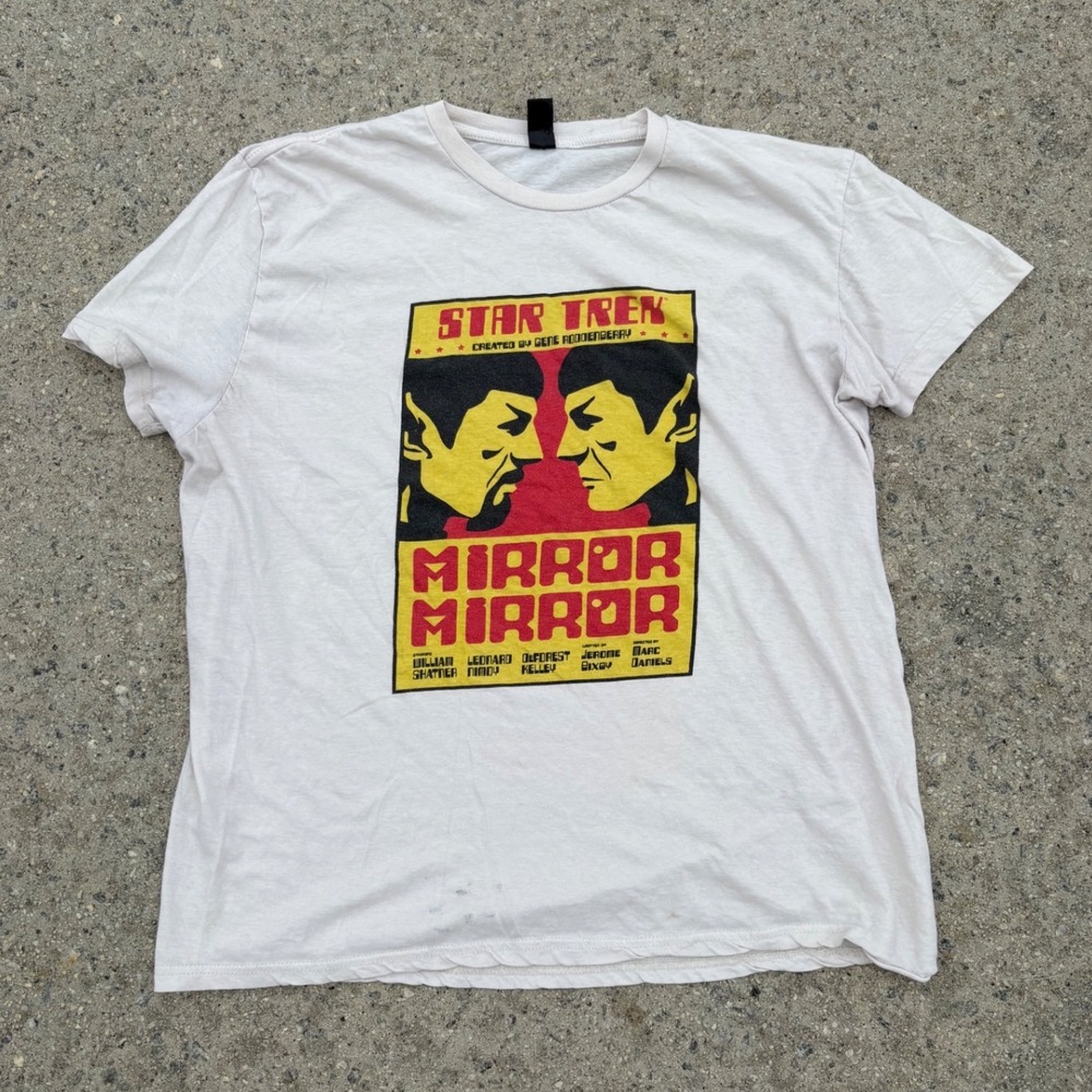 Vintage Star Trek Mirror Mirror Spock Graphic T-Shirt Cream‎ Retro Sci-Fi Tee